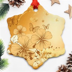 Wonderful Flowers With Butterflies Ornament (snowflake) 