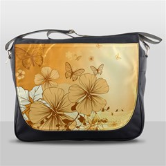 Wonderful Flowers With Butterflies Messenger Bags