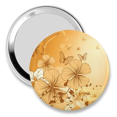 Wonderful Flowers With Butterflies 3  Handbag Mirrors