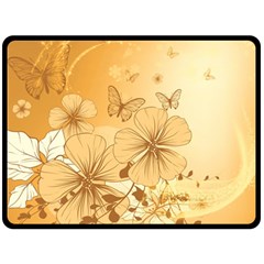 Wonderful Flowers With Butterflies Double Sided Fleece Blanket (large) 