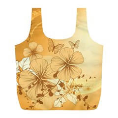 Wonderful Flowers With Butterflies Full Print Recycle Bags (l) 