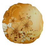 Wonderful Flowers With Butterflies Large 18  Premium Flano Round Cushions Front