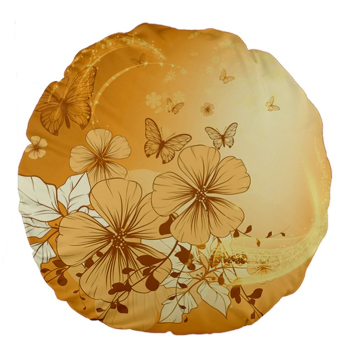 Wonderful Flowers With Butterflies Large 18  Premium Flano Round Cushions