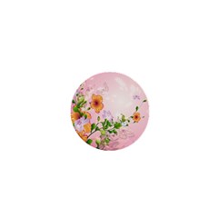 Beautiful Flowers On Soft Pink Background 1  Mini Buttons