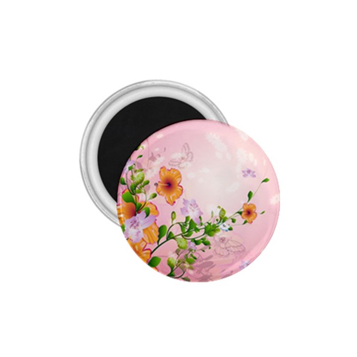 Beautiful Flowers On Soft Pink Background 1.75  Magnets