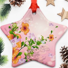 Beautiful Flowers On Soft Pink Background Ornament (star)  by FantasyWorld7