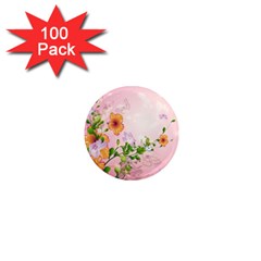 Beautiful Flowers On Soft Pink Background 1  Mini Magnets (100 Pack) 