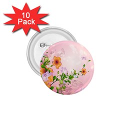 Beautiful Flowers On Soft Pink Background 1 75  Buttons (10 Pack)