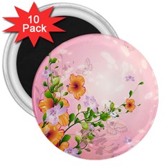 Beautiful Flowers On Soft Pink Background 3  Magnets (10 Pack) 