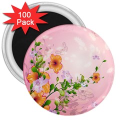 Beautiful Flowers On Soft Pink Background 3  Magnets (100 Pack)