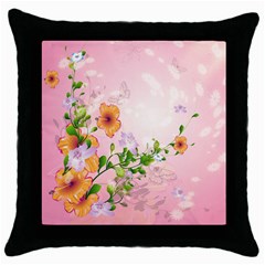 Beautiful Flowers On Soft Pink Background Throw Pillow Cases (black)