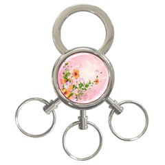 Beautiful Flowers On Soft Pink Background 3-ring Key Chains