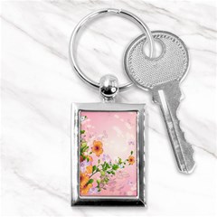 Beautiful Flowers On Soft Pink Background Key Chains (rectangle) 