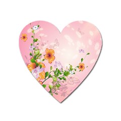 Beautiful Flowers On Soft Pink Background Heart Magnet