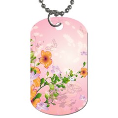 Beautiful Flowers On Soft Pink Background Dog Tag (one Side)