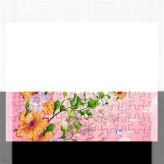 Beautiful Flowers On Soft Pink Background Rectangular Jigsaw Puzzl