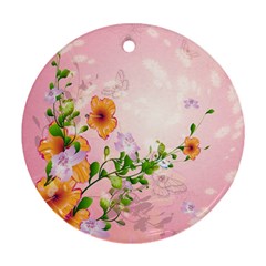 Beautiful Flowers On Soft Pink Background Round Ornament (two Sides) 