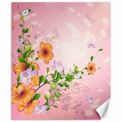 Beautiful Flowers On Soft Pink Background Canvas 8  X 10 