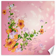 Beautiful Flowers On Soft Pink Background Canvas 16  X 16  