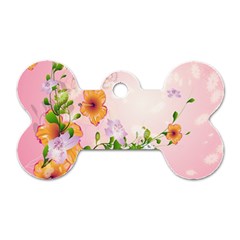 Beautiful Flowers On Soft Pink Background Dog Tag Bone (one Side)