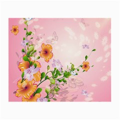 Beautiful Flowers On Soft Pink Background Small Glasses Cloth (2-side)