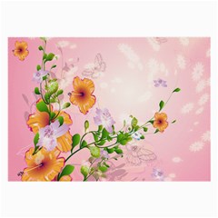 Beautiful Flowers On Soft Pink Background Large Glasses Cloth (2-side)