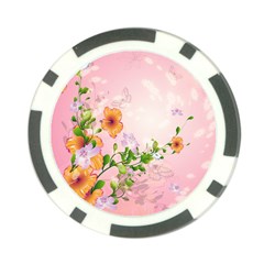 Beautiful Flowers On Soft Pink Background Poker Chip Card Guards