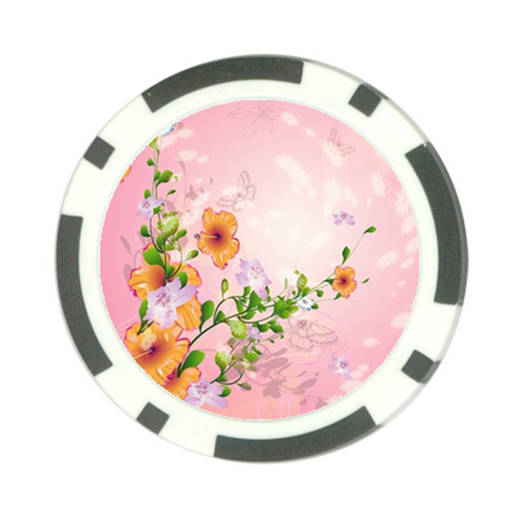 Beautiful Flowers On Soft Pink Background Poker Chip Card Guards