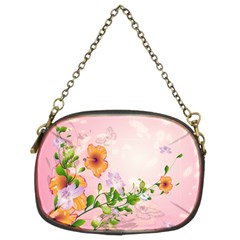 Beautiful Flowers On Soft Pink Background Chain Purses (two Sides) 