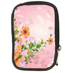 Beautiful Flowers On Soft Pink Background Compact Camera Cases