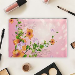 Beautiful Flowers On Soft Pink Background Cosmetic Bag (large) 