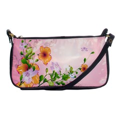 Beautiful Flowers On Soft Pink Background Shoulder Clutch Bags