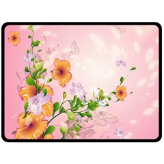 Beautiful Flowers On Soft Pink Background Fleece Blanket (large) 