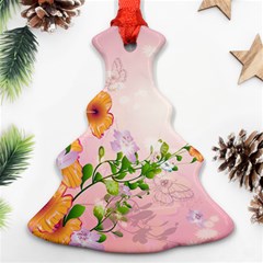 Beautiful Flowers On Soft Pink Background Ornament (christmas Tree)