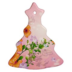 Beautiful Flowers On Soft Pink Background Christmas Tree Ornament (2 Sides)