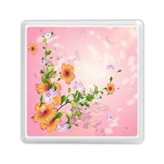 Beautiful Flowers On Soft Pink Background Memory Card Reader (square) 