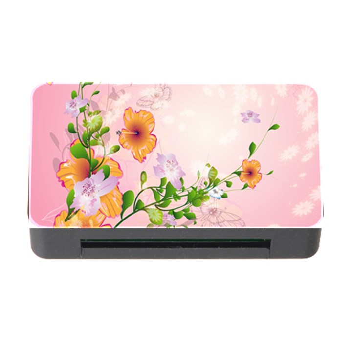 Beautiful Flowers On Soft Pink Background Memory Card Reader with CF