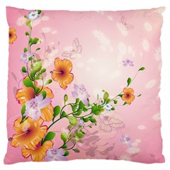 Beautiful Flowers On Soft Pink Background Large Cushion Cases (two Sides) 