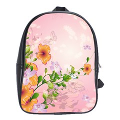 Beautiful Flowers On Soft Pink Background School Bags (xl) 