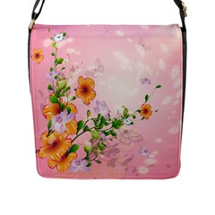 Beautiful Flowers On Soft Pink Background Flap Messenger Bag (l) 