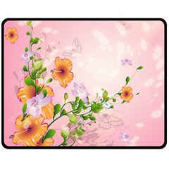 Beautiful Flowers On Soft Pink Background Double Sided Fleece Blanket (medium) 