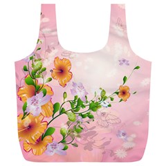 Beautiful Flowers On Soft Pink Background Full Print Recycle Bags (l) 