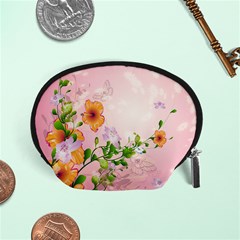 Beautiful Flowers On Soft Pink Background Accessory Pouches (small) 