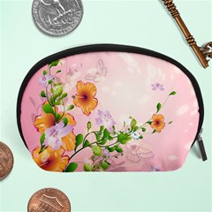 Beautiful Flowers On Soft Pink Background Accessory Pouches (large) 