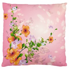 Beautiful Flowers On Soft Pink Background Standard Flano Cushion Cases (one Side)  by FantasyWorld7