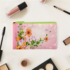 Beautiful Flowers On Soft Pink Background Cosmetic Bag (xs)