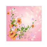 Beautiful Flowers On Soft Pink Background Small Satin Scarf (Square)  Front