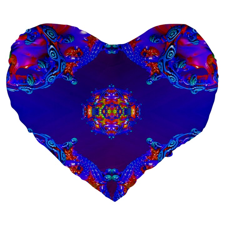 Abstract 2 Large 19  Premium Flano Heart Shape Cushions