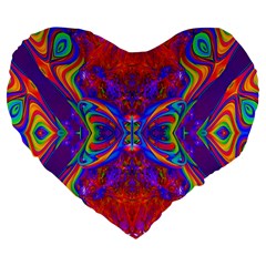 Butterfly Abstract Large 19  Premium Flano Heart Shape Cushion by icarusismartdesigns