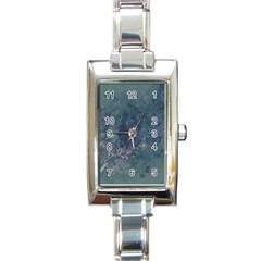 Vintage Floral In Blue Colors Rectangle Italian Charm Watches